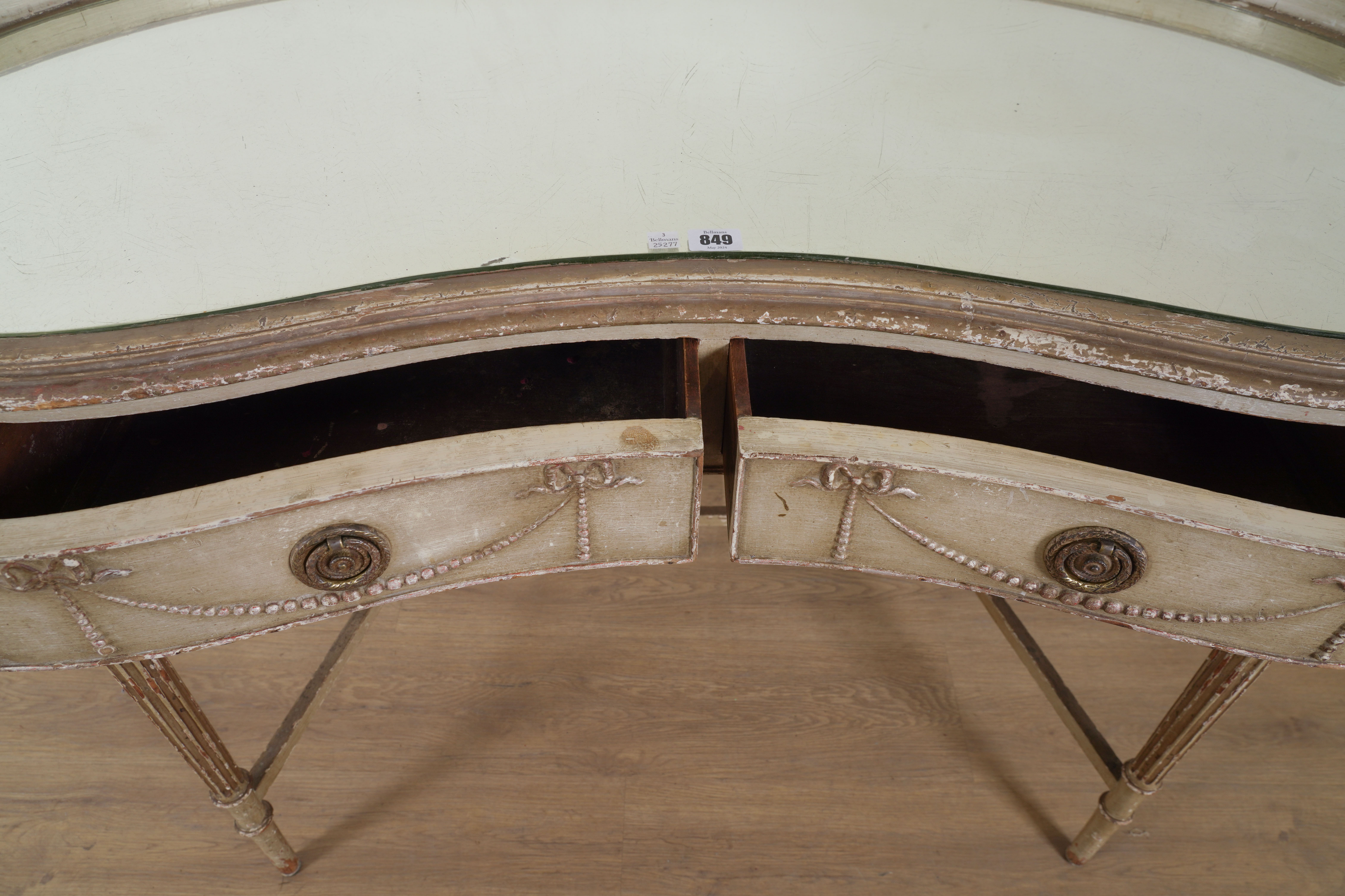 AN EARLY 20TH CENTURY SILVER PAINTED KIDNEY SHAPED DRESSING TABLE - Image 3 of 3