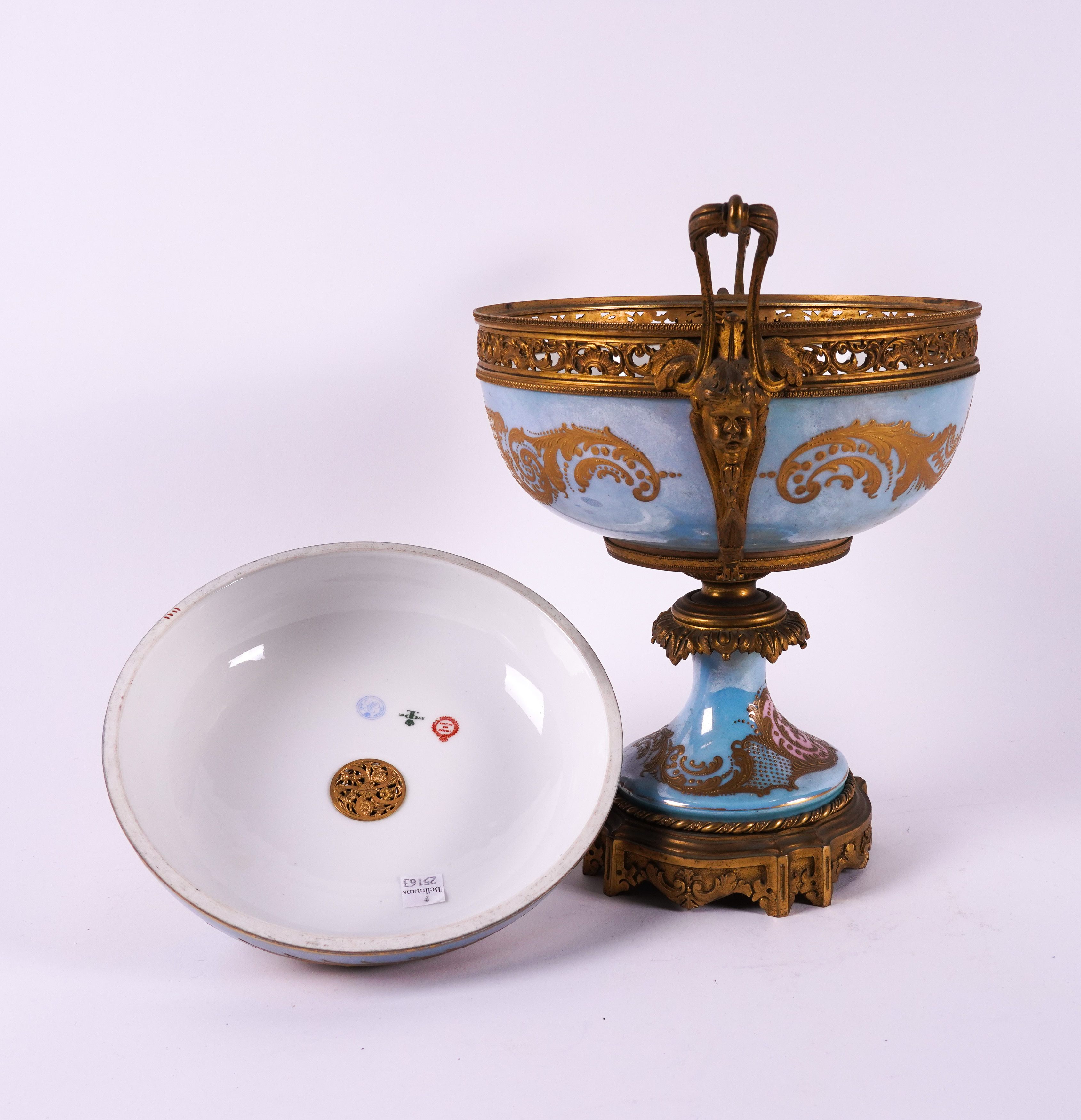 A SEVRES STYLE GILT-METAL MOUNTED TWO- HANDLED FOOTED BOWL AND COVER (2) - Image 5 of 8