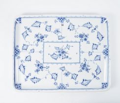 AN EXCEPTIONALLY LARGE ROYAL COPENHAGEN BLUE AND WHITE RECTANGULAR TRAY (2)