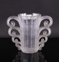 `BEAUVAIS'. A LALIQUE CLEAR AND FROSTED TWO-HANDLED VASE