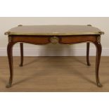 A LOUIS XV STYLE GILT METAL MOUNTED PARQUETRY KINGWOOD LOW CENTRE TABLE