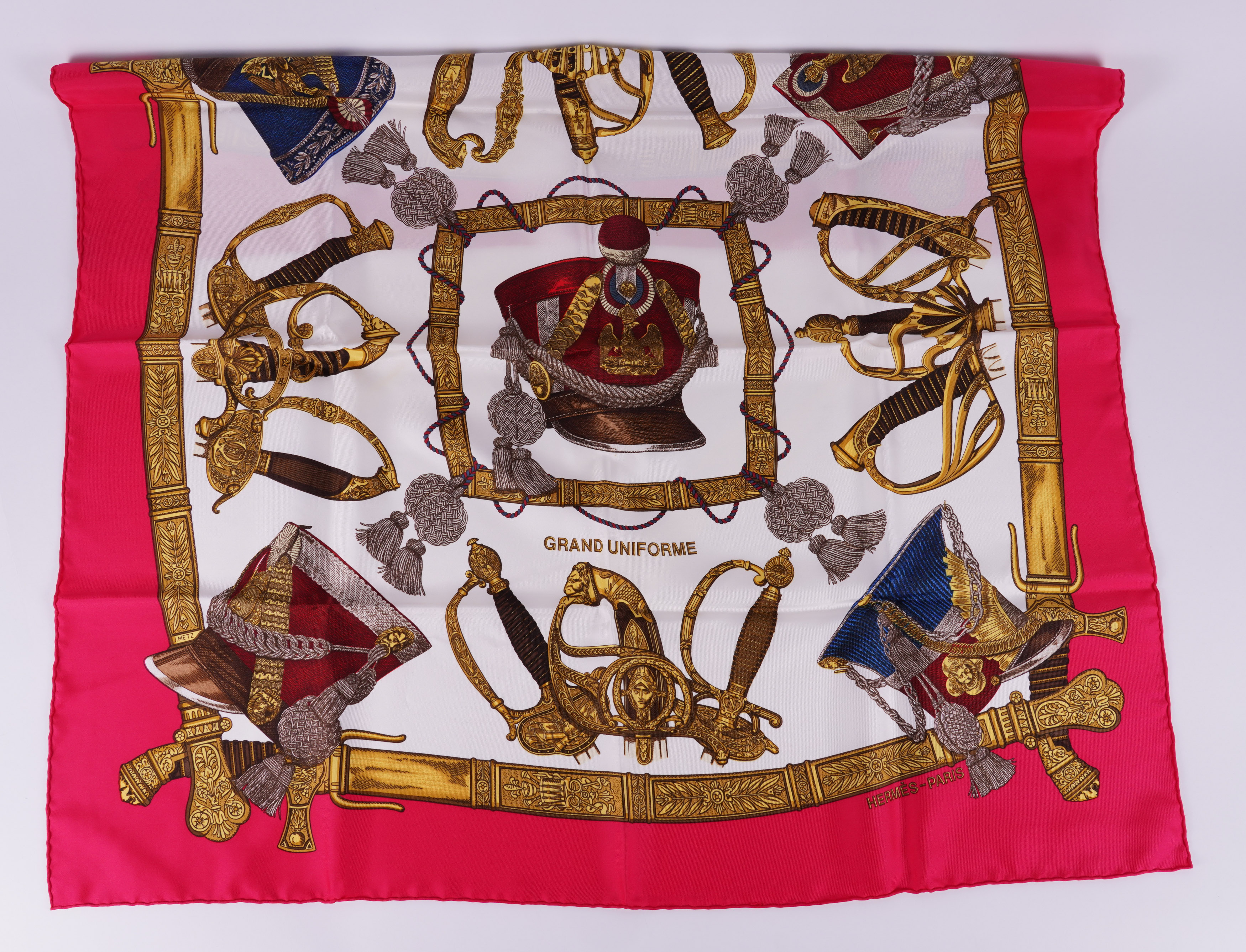 HERMES: 'GRAND UNIFORM' SILK SCARF BY JOACHIM METZ; TOGETHER WITH THREE OTHER SCARVES (4) - Image 6 of 7