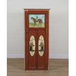 A PINE SINGLE DOOR HALL CUPBOARD