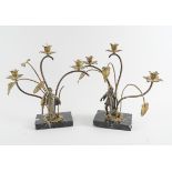 A PAIR OF ROCOCO STYLE GILT-METAL ‘CHINOISERIE’ THREE BRANCH TABLE LIGHTS (2)