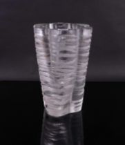 A LARGE LALIQUE `SENLIS' PATTERN FROSTED AND SATIN GLASS VASE