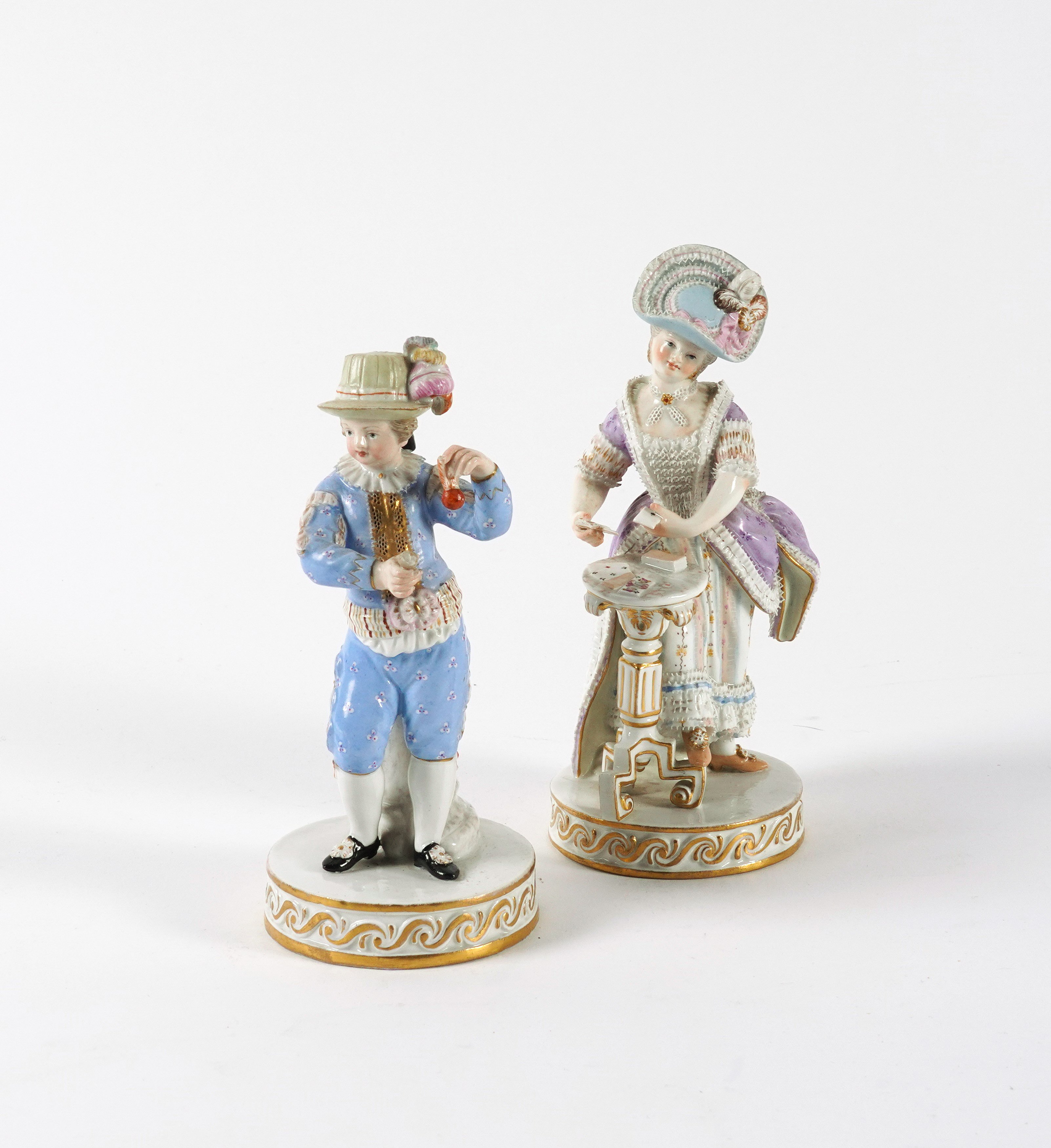 TWO MEISSEN FIGURES OF A CARD PLAYER AND A MUSICIAN (2)