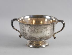 A SILVER TWIN HANDLED BOWL