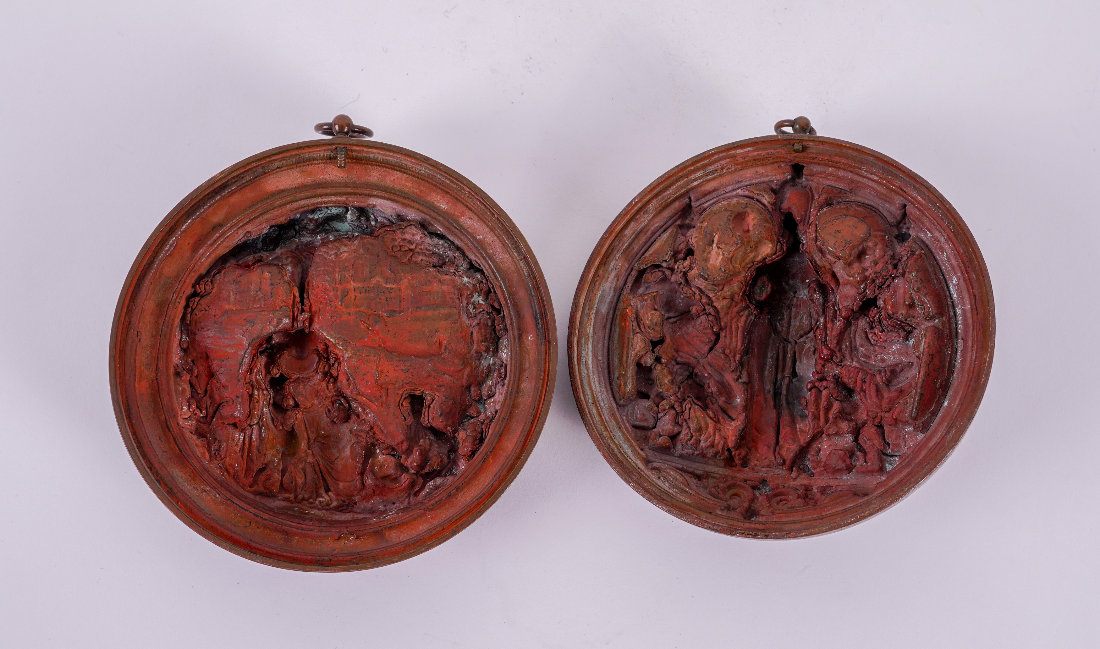 A REGENCY BRONZE GREYHOUND PAPERWEIGHT AND TWO ROUNDELS (3) - Image 4 of 5