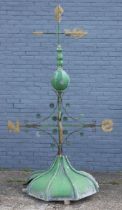 AN EARLY 20TH CENTURY POLYCHROME PAINTED WROUGHT AND CAST IRON WEATHER VANE