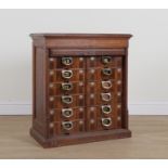 AMBERG’S PATENT CABINET LETTER FILE; AN AMERICAN TAMBOUR FRONTED OAK FILING CHEST
