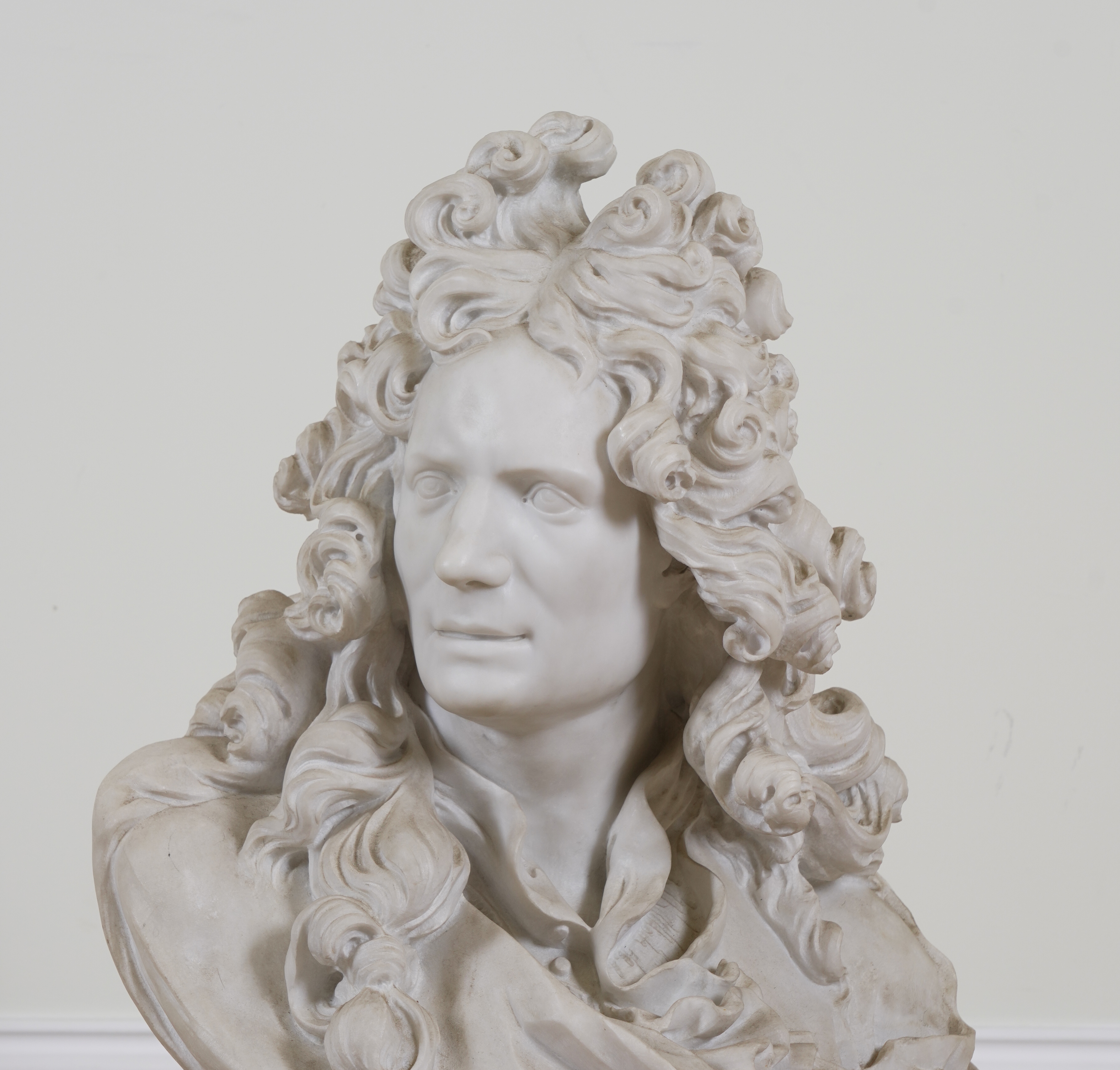 AFTER JEAN-JACQUES CAFFIERI: A CARVED MARBLE BUST OF CORNEILLE VAN CLEVE - Image 2 of 5