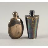 TWO SILVER FLASKS (2)