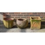 A GROUP OF THREE TERRACOTTA PLANTERS (3)