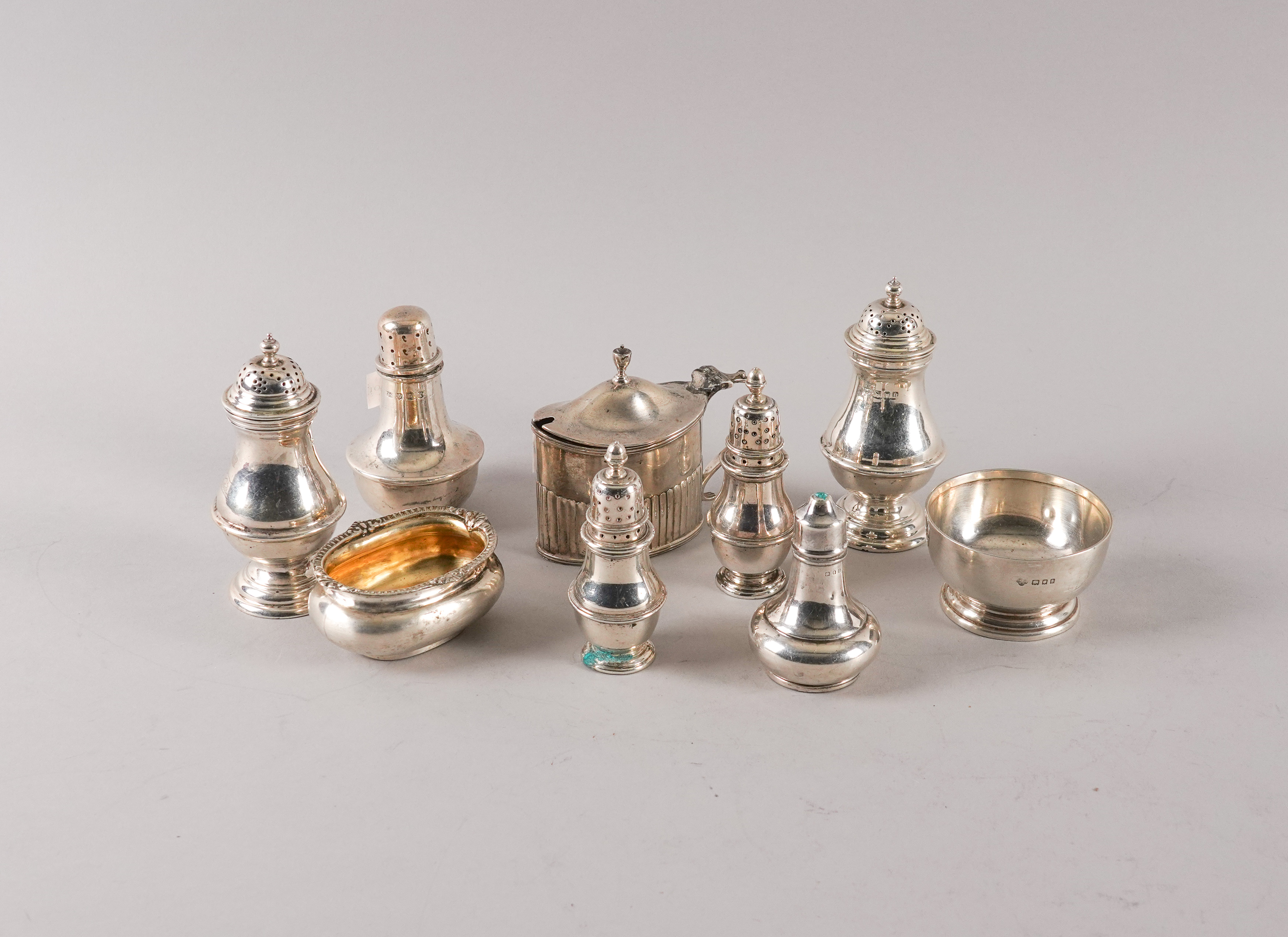 A GROUP OF EIGHT SILVER CONDIMENTS (9) - Image 2 of 3