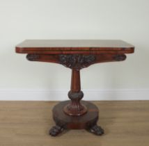 A REGENCY ROSEWOOD FOLDOVER CARD TABLE