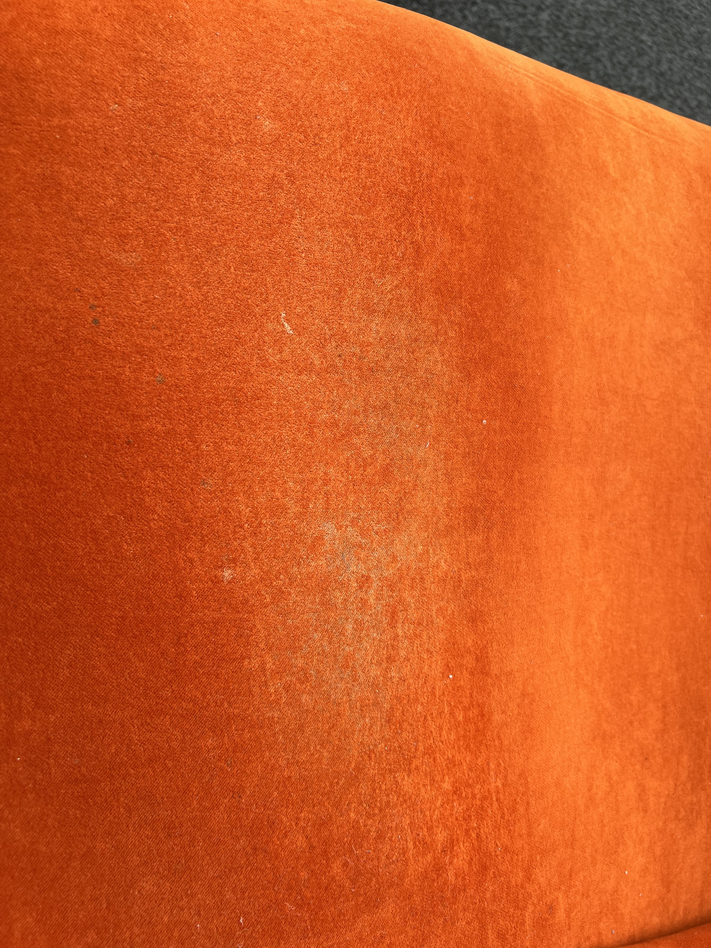 PROBABLY OLIVIER MOURGUE; AN ORANGE UPHOLSTERED SOFA AND CHAIRS (5) - Image 3 of 11