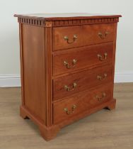 A 20TH CENTURY FRUITWOOD FOUR DRAWER CHEST