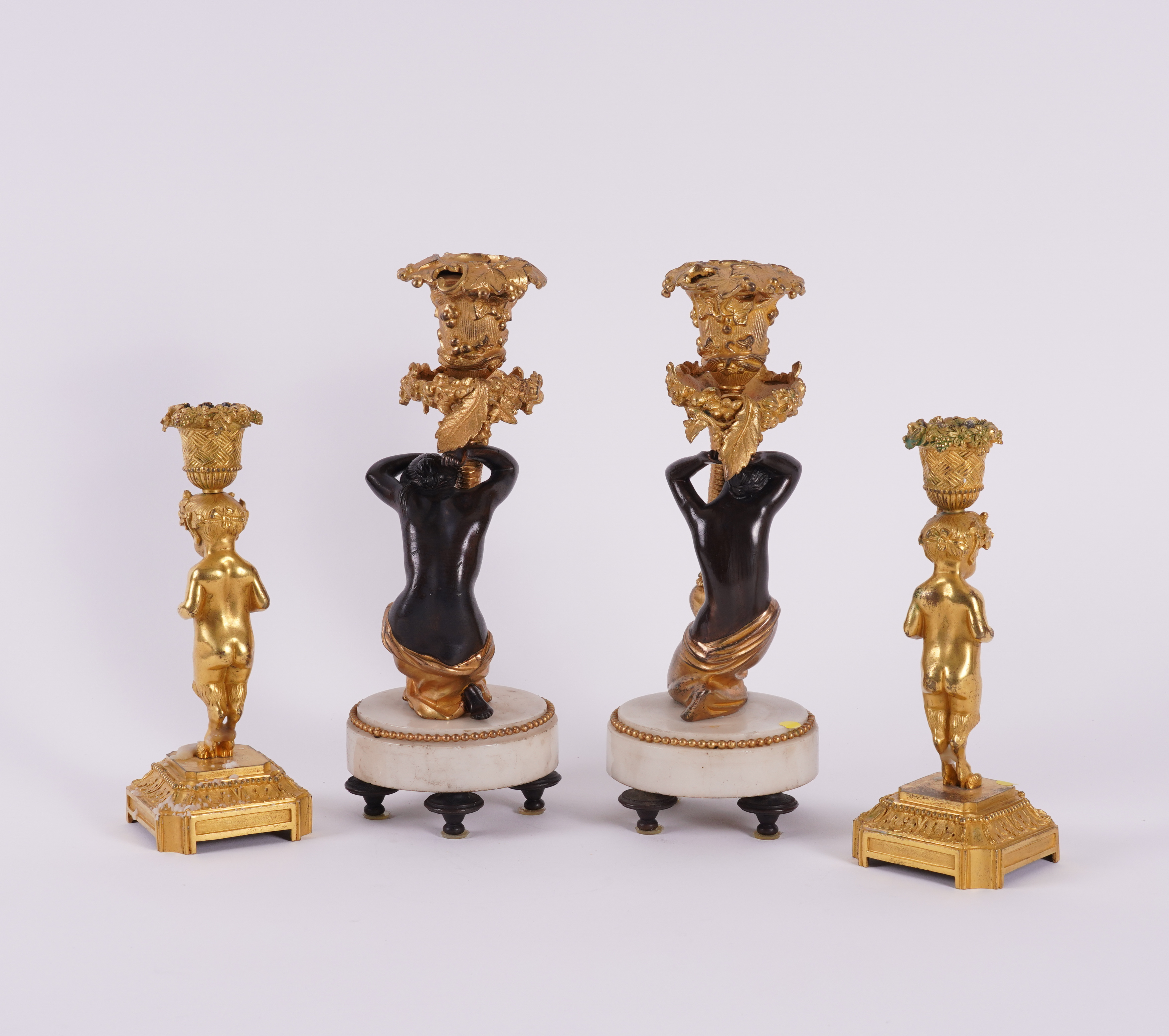 TWO PAIRS OF FRENCH LOUIS XVI STYLE GILT-BRONZE CANDLESTICKS (4) - Image 5 of 5
