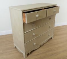 A GREY PAINTED FIVE DRAWER CHEST