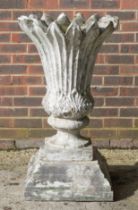 A WHITE PAINTED RECONSTITUTED STONE JARDINIERE