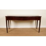 A GEORGE III INLAID MAHOGANY SERPENTINE SERVING TABLE