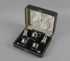 A SILVER FIVE PIECE CRUET SET AND SEVEN FURTHER ITEMS (8)