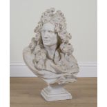 AFTER JEAN-JACQUES CAFFIERI: A CARVED MARBLE BUST OF CORNEILLE VAN CLEVE