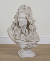 AFTER JEAN-JACQUES CAFFIERI: A CARVED MARBLE BUST OF CORNEILLE VAN CLEVE