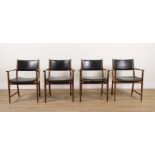 PROBABLY ARCHIE SHINE FOR HEALS FURNITURE; A SET OF FOUR MID-20TH CENTURY ROSEWOOD OPEN...