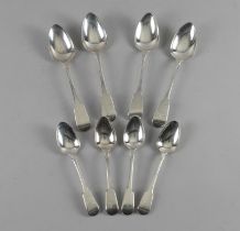 EIGHT GEORGE III SILVER FIDDLE PATTERN SPOONS (8)