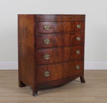 A REGENCY INLAID MAHOGANY BOWFRONT FOUR DRAWER CHEST