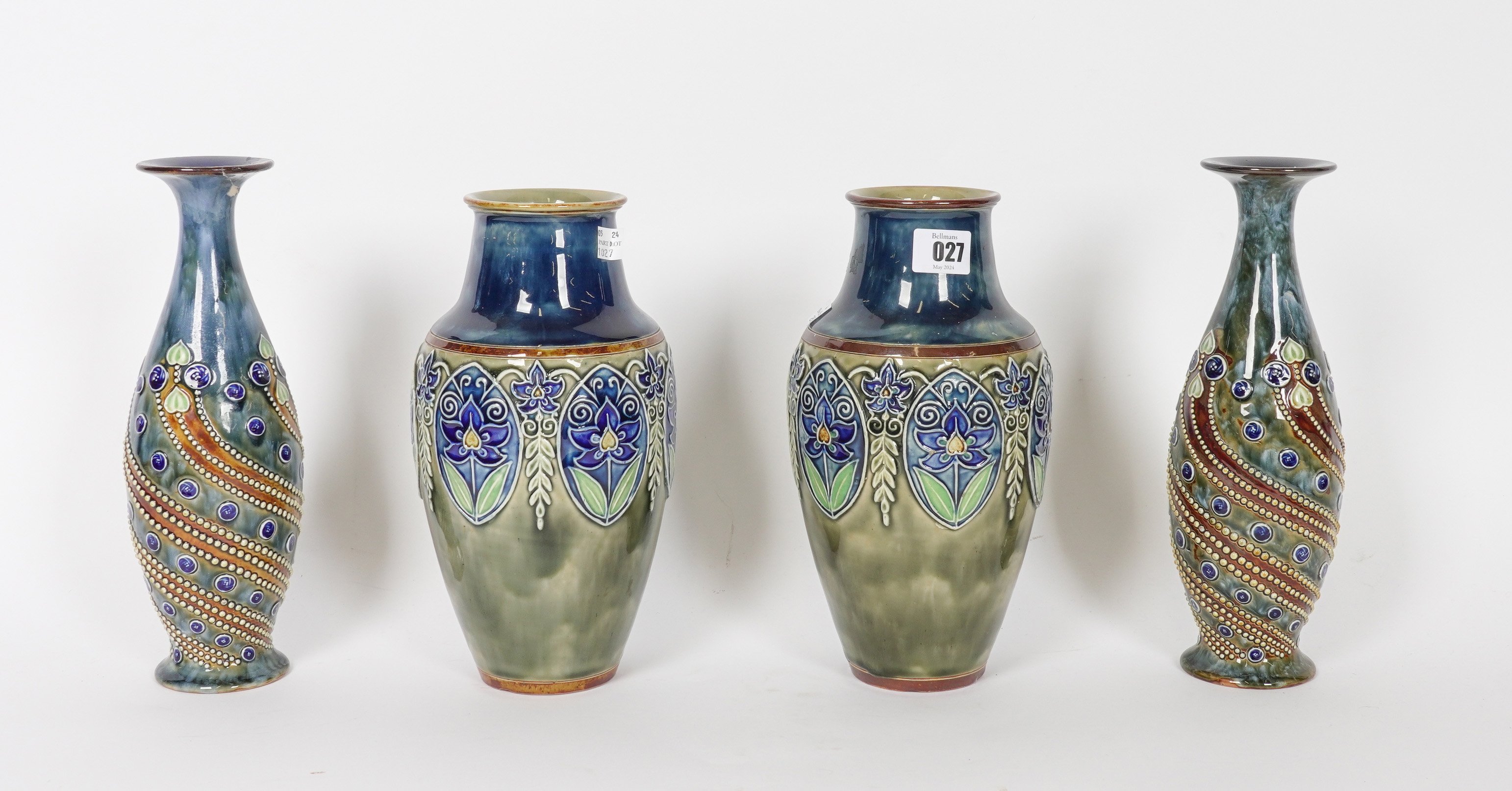 TWO PAIRS OF ROYAL DOULTON STONEWARE VASES (4) - Image 2 of 5
