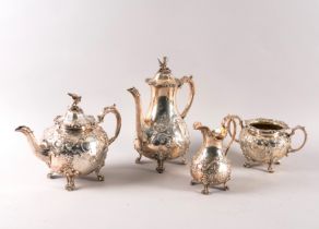 A VICTORIAN SILVER FOUR PIECE TEA AND COFFEE SET (4)