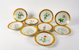 TEN ROYAL COPENHAGEN PORCELAIN BOTANICAL DESSERT PLATES (10)