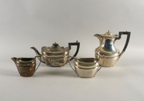 A SILVER FOUR PIECE TEA SET (4)