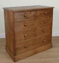 A VICTORIAN STRIPPED PINE FIVE DRAWER CHEST