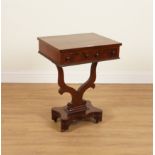 A REGENCY STYLE MAHOGANY TWO DRAWER SIDE TABLE