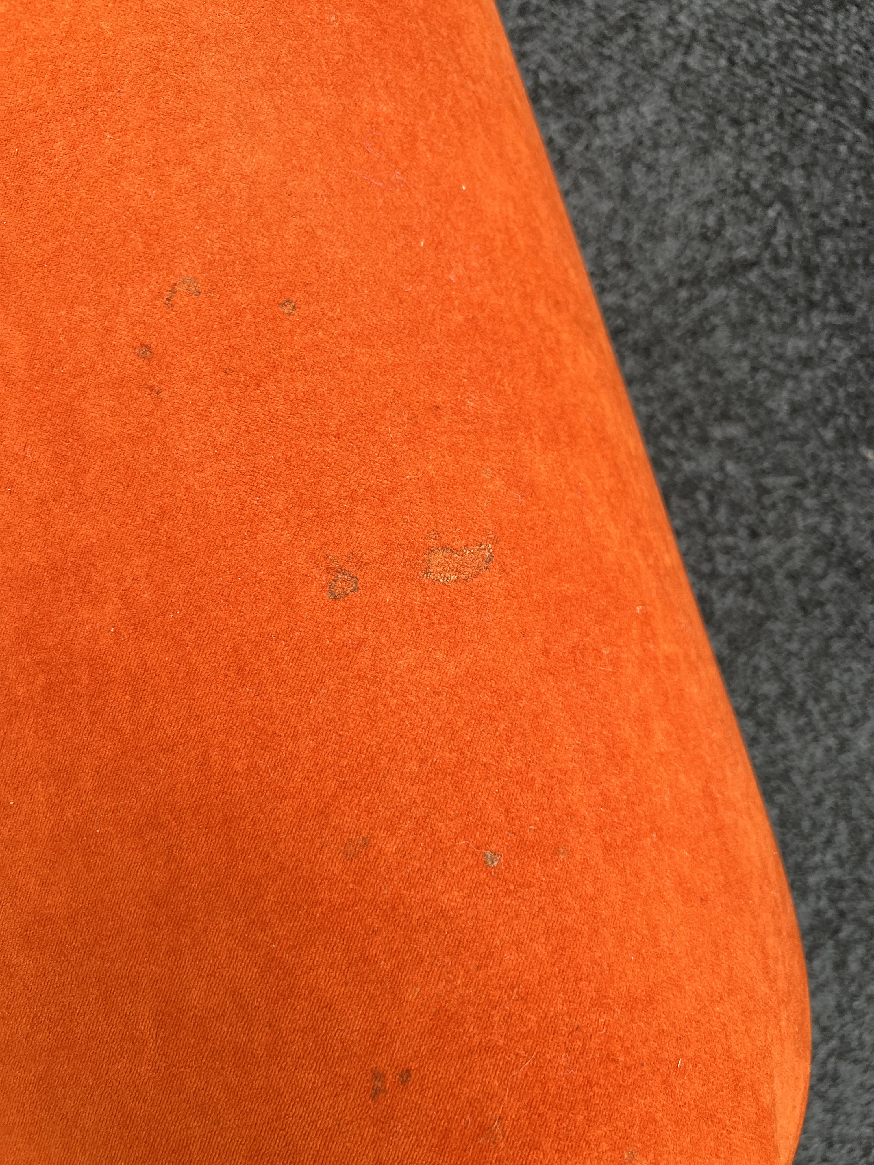 PROBABLY OLIVIER MOURGUE; AN ORANGE UPHOLSTERED SOFA AND CHAIRS (5) - Image 6 of 11