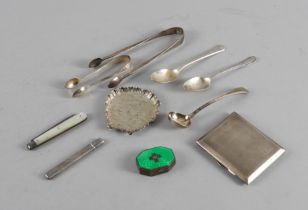 A SILVER TRINKET DISH AND NINE FURTHER ITEMS (10)