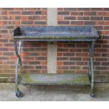 A MODERN RIVETED METAL GARDEN/ POTTING SHED TABLE