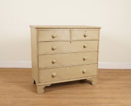 A GREY PAINTED FIVE DRAWER CHEST
