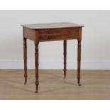 A REGENCY ROSEWOOD BANDED MAHOGANY TWO DRAWER SIDE TABLE