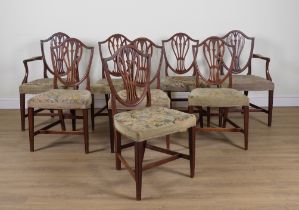 A SET OF EIGHT GEORGE III MAHOGANY SHIELDBACK DINING CHAIRS (8)