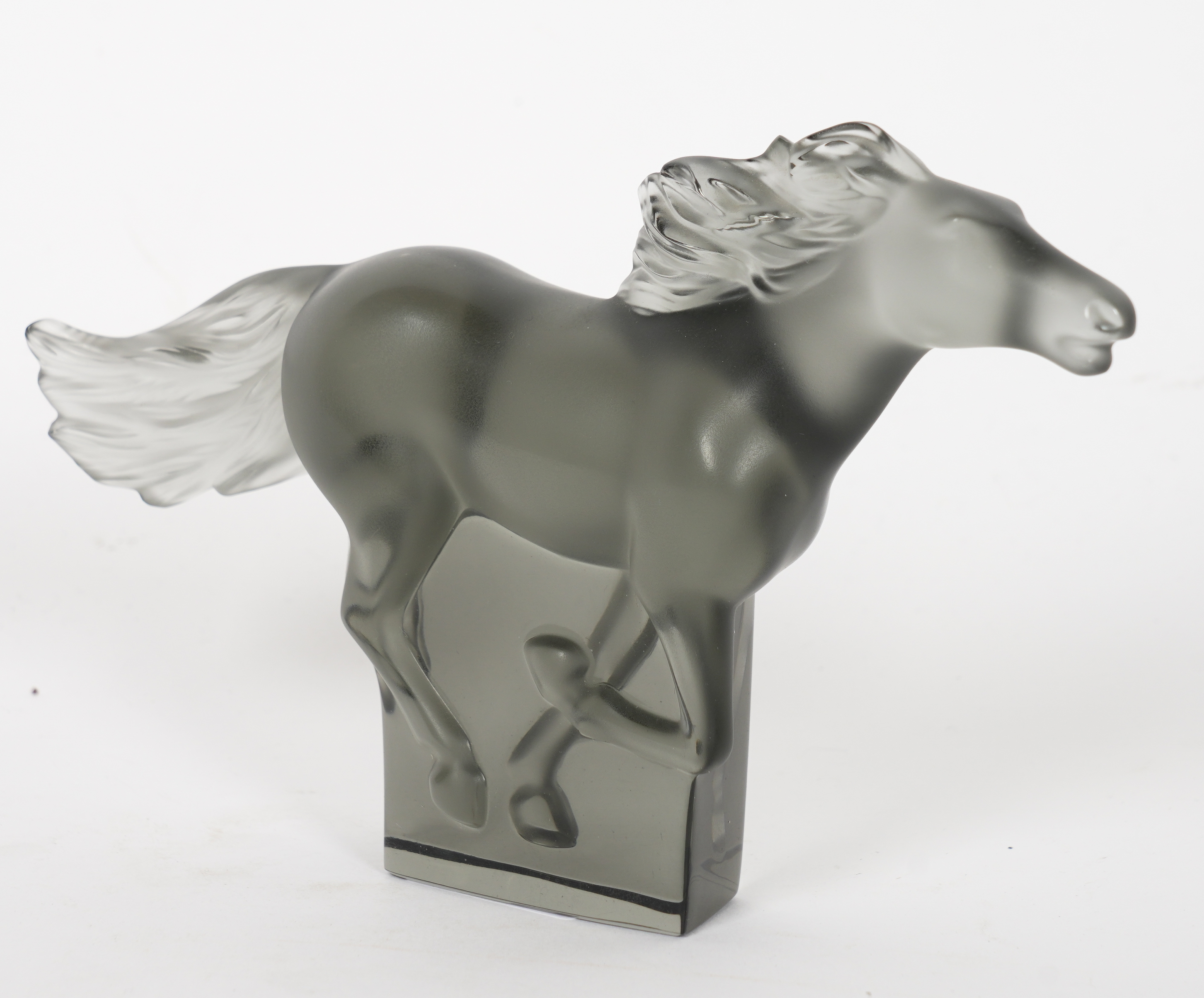 A LALIQUE `KAZAK' GREY GLASS HORSE - Image 3 of 3