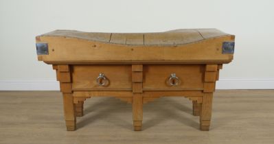A LARGE FRENCH BUTCHERS BLOCK