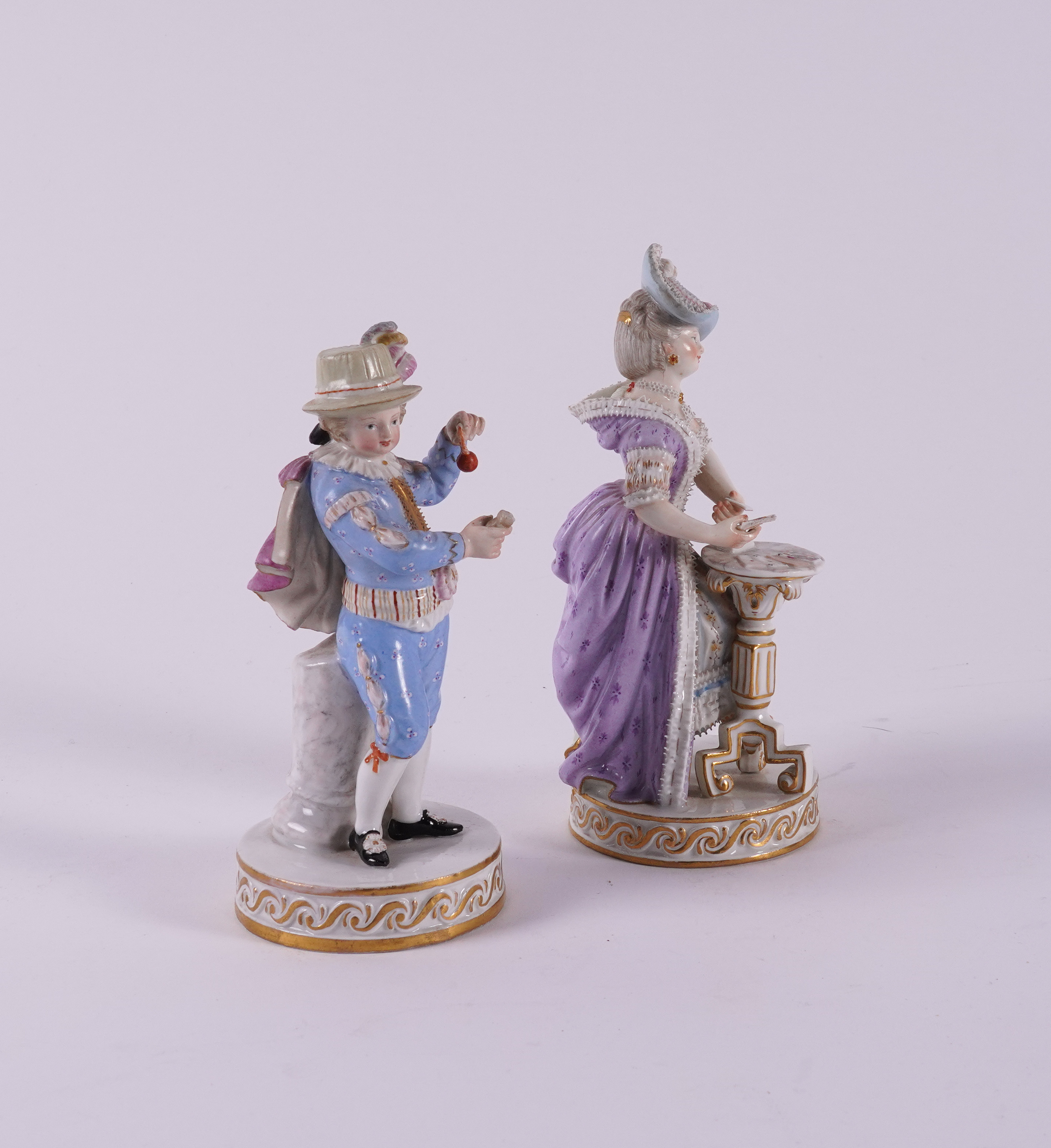 TWO MEISSEN FIGURES OF A CARD PLAYER AND A MUSICIAN (2) - Image 4 of 5