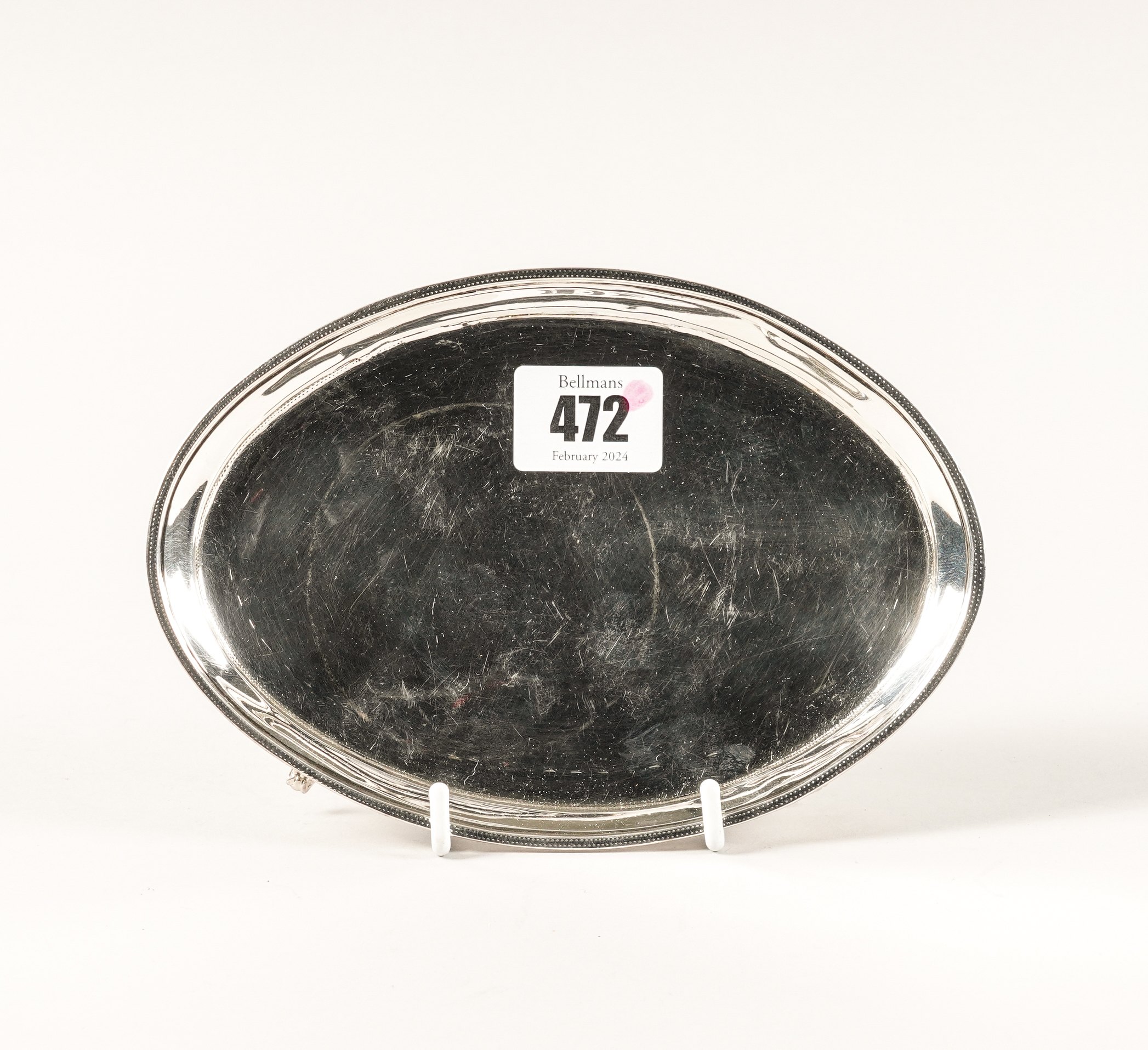 A GEORGE III SILVER OVAL TEAPOT STAND - Image 3 of 3