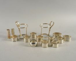 A GROUP OF NAPKIN RINGS AND FURTHER SILVER (15)