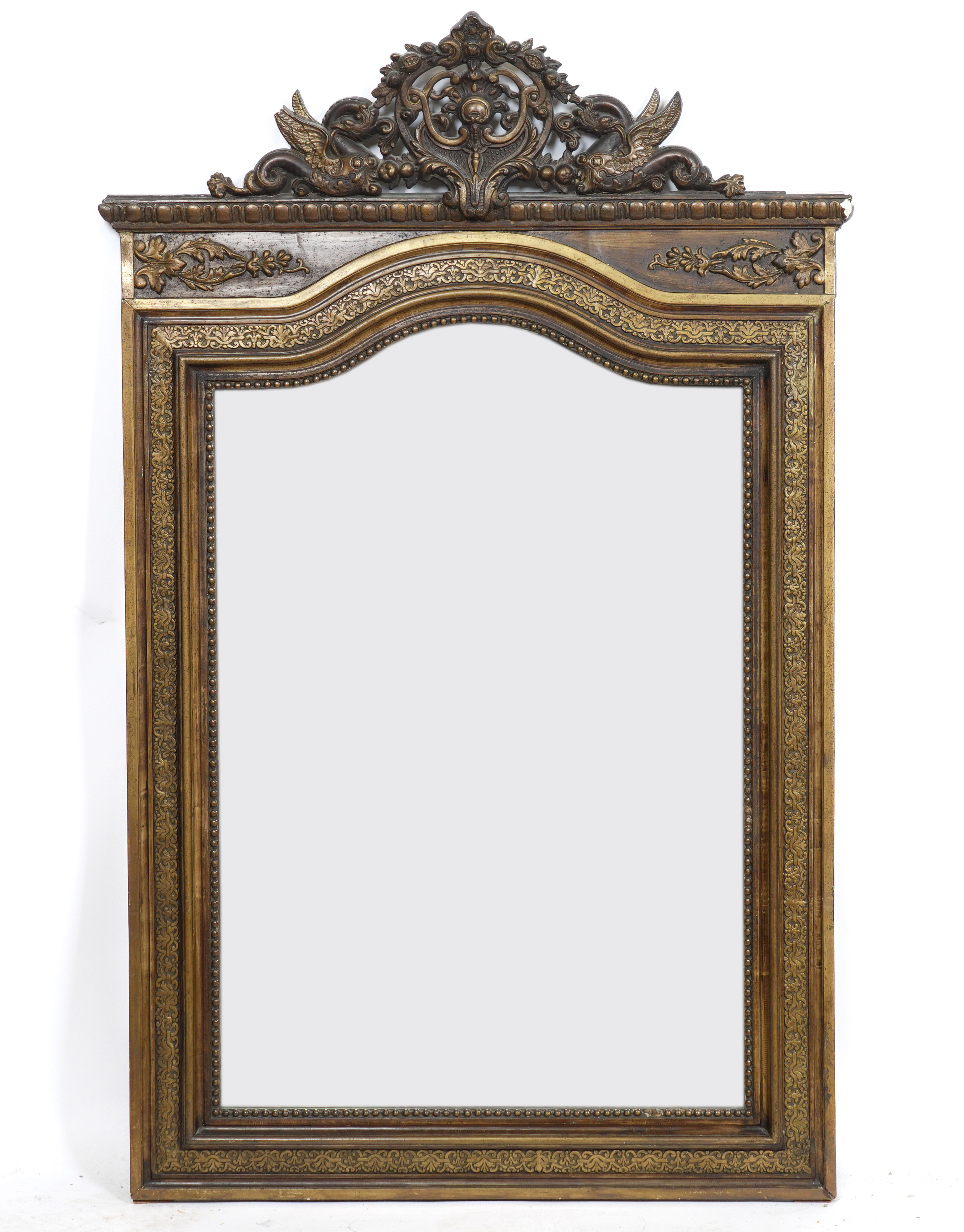 A LATE 19TH CENTURY FRENCH GILT FRAMED RECTANGULAR WALL MIRROR