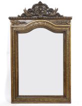 A LATE 19TH CENTURY FRENCH GILT FRAMED RECTANGULAR WALL MIRROR